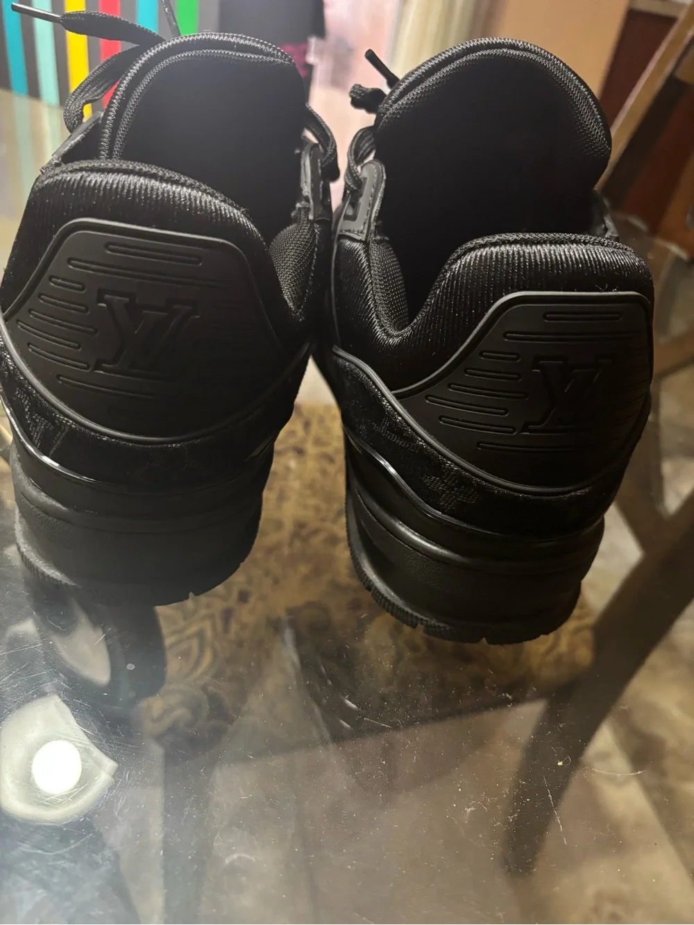 Louis Vuitton Men's Black Monogram Embossed Sneakers - Picture 4 of 5